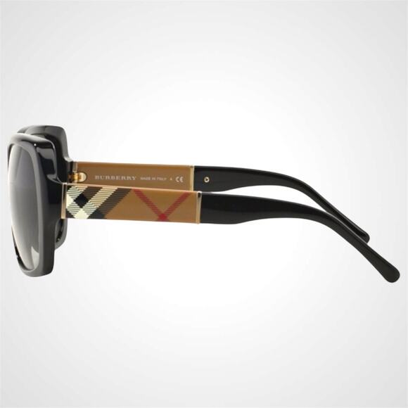 New Burberry Sunglasses Black Square Frames Checkered Arms Gradient BURBERRY - Picture 3 of 9